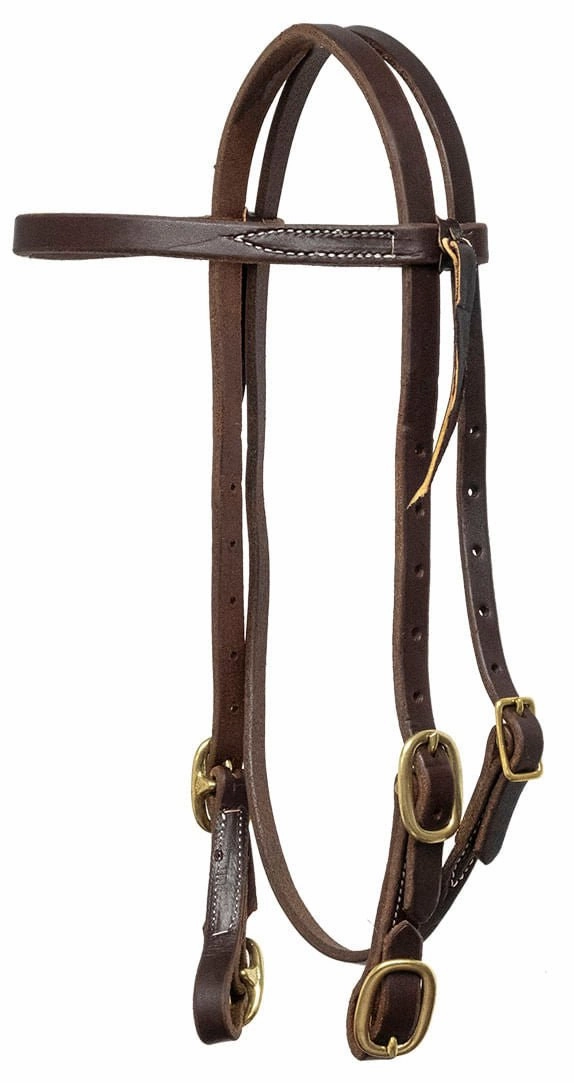 Jeffers Poplar Head Saddlery Oiled Harness Leather Browband Headstall with Easy-Change Buckle Ends