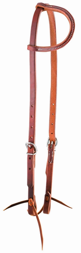 Jeffers "Dr. J" Harness Leather Amish Sliding Ear Headstall with Stainless Steel Hardware