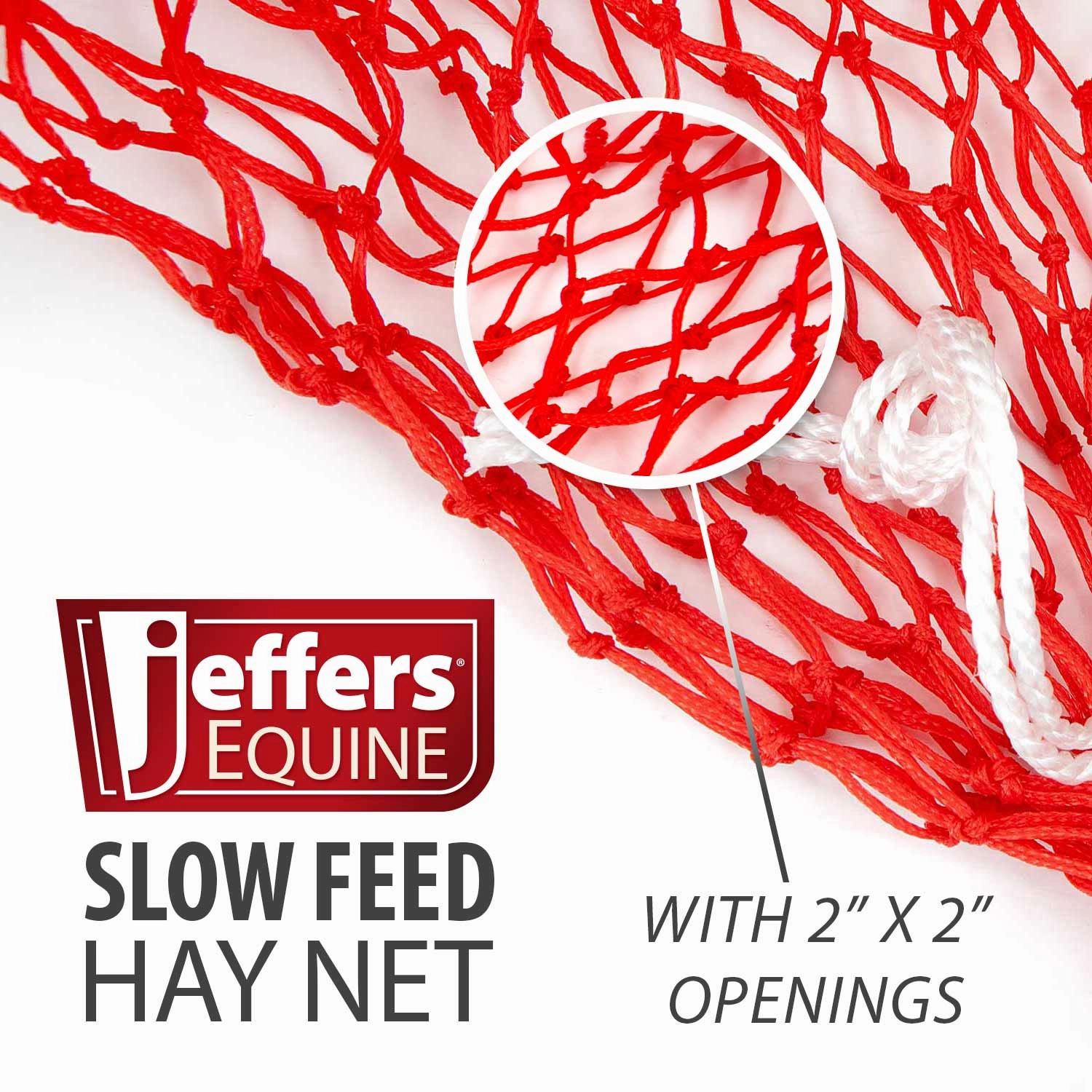 Jeffers Slow Feed 2" x 2" Hay Net for Horses, Red