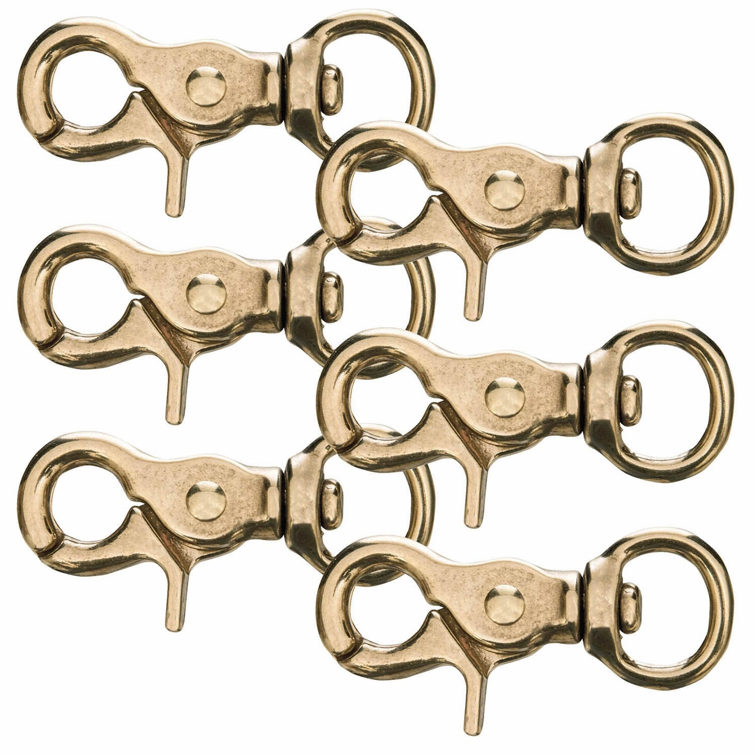 Jeffers Solid Brass Trigger Snap with Round Swivel Eye, 5/8" x 2-3/4"