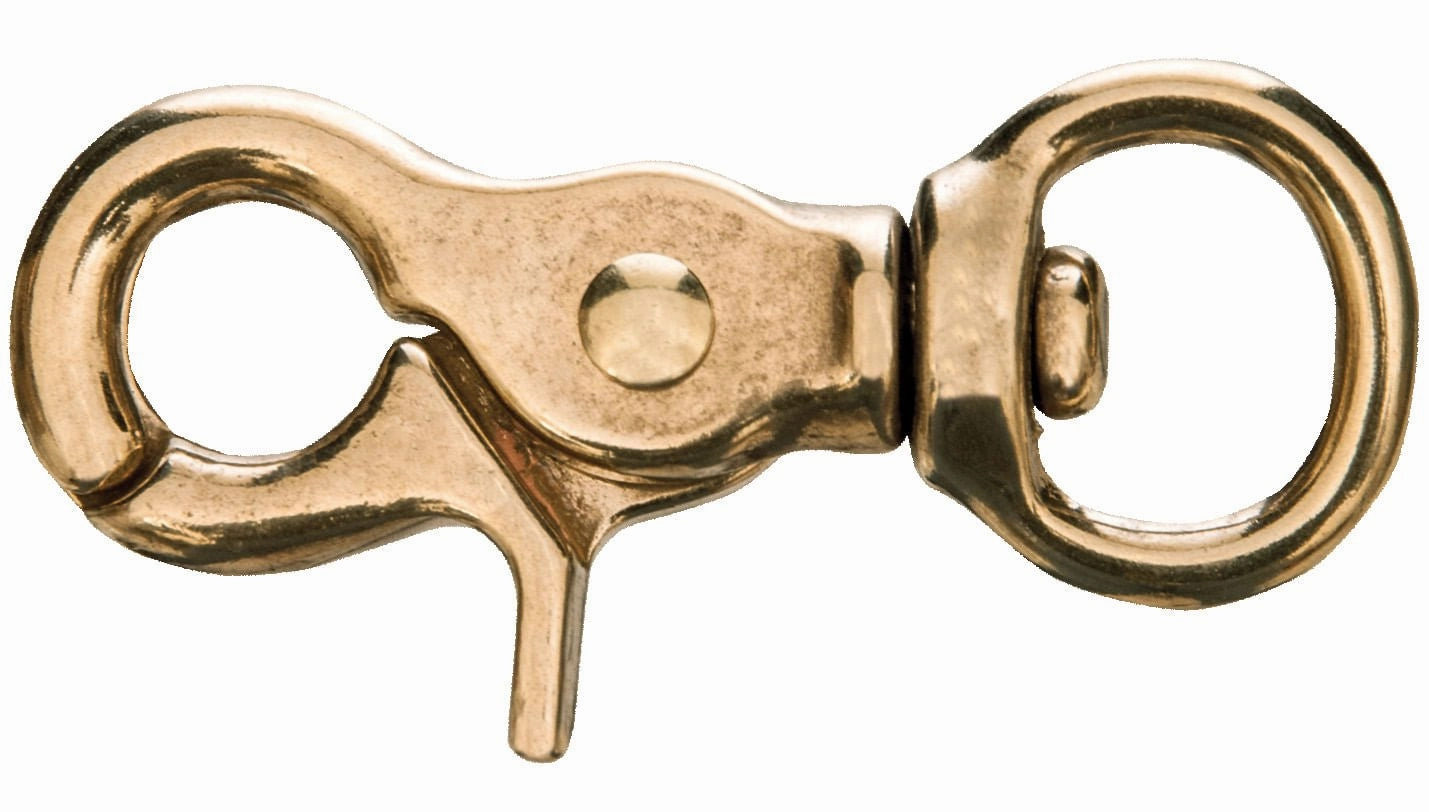 Jeffers Solid Brass Trigger Snap with Round Swivel Eye, 5/8" x 2-3/4"
