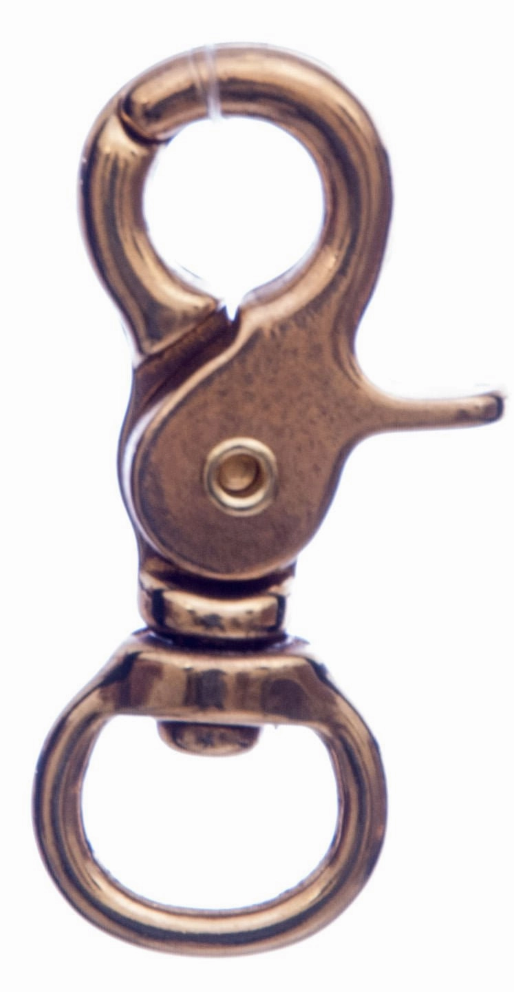 Jeffers Solid Brass Trigger Snap with Round Swivel Eye, 5/8" x 2-3/4"