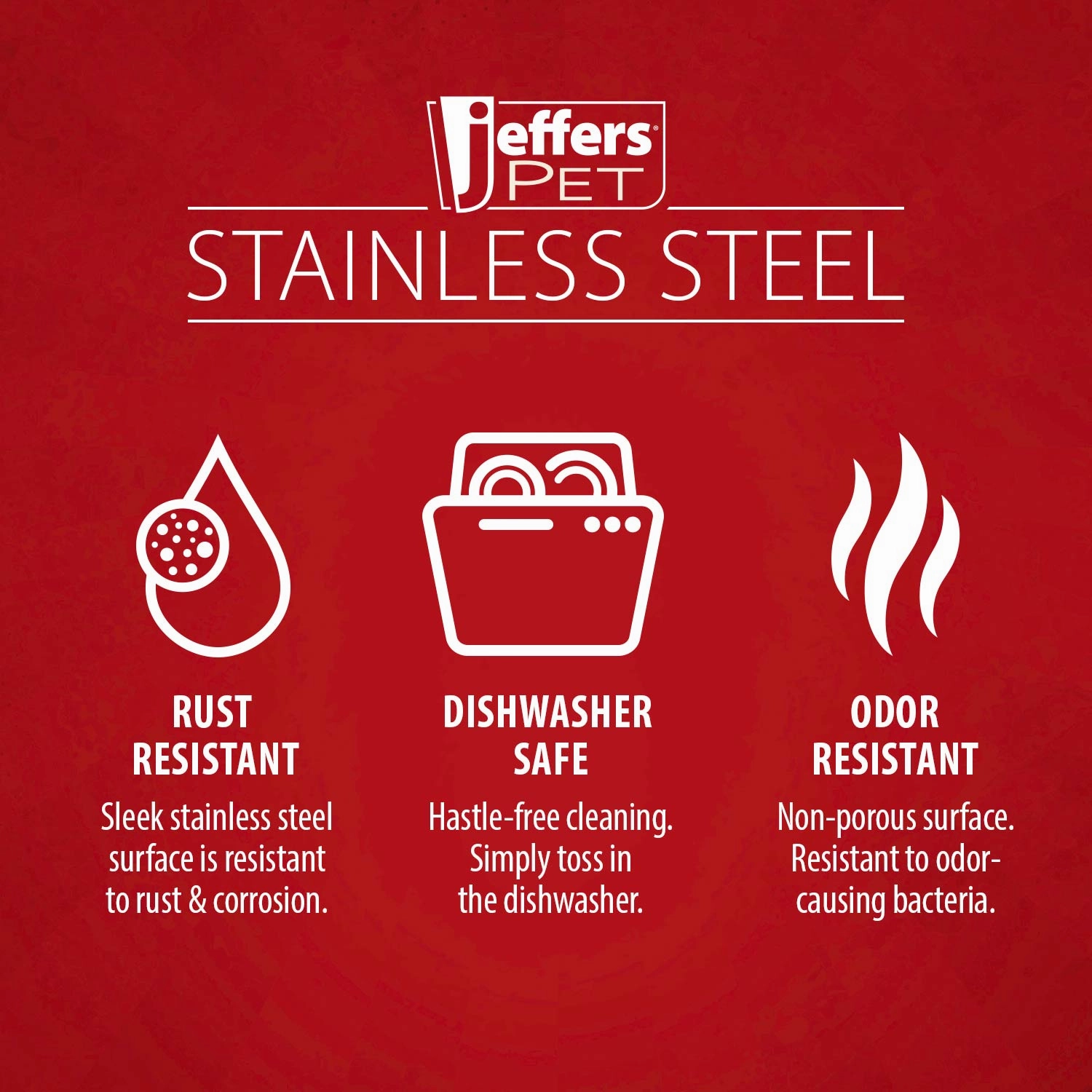 Jeffers Stainless Steel Embossed Wide-Lip Food & Water Pet Bowls