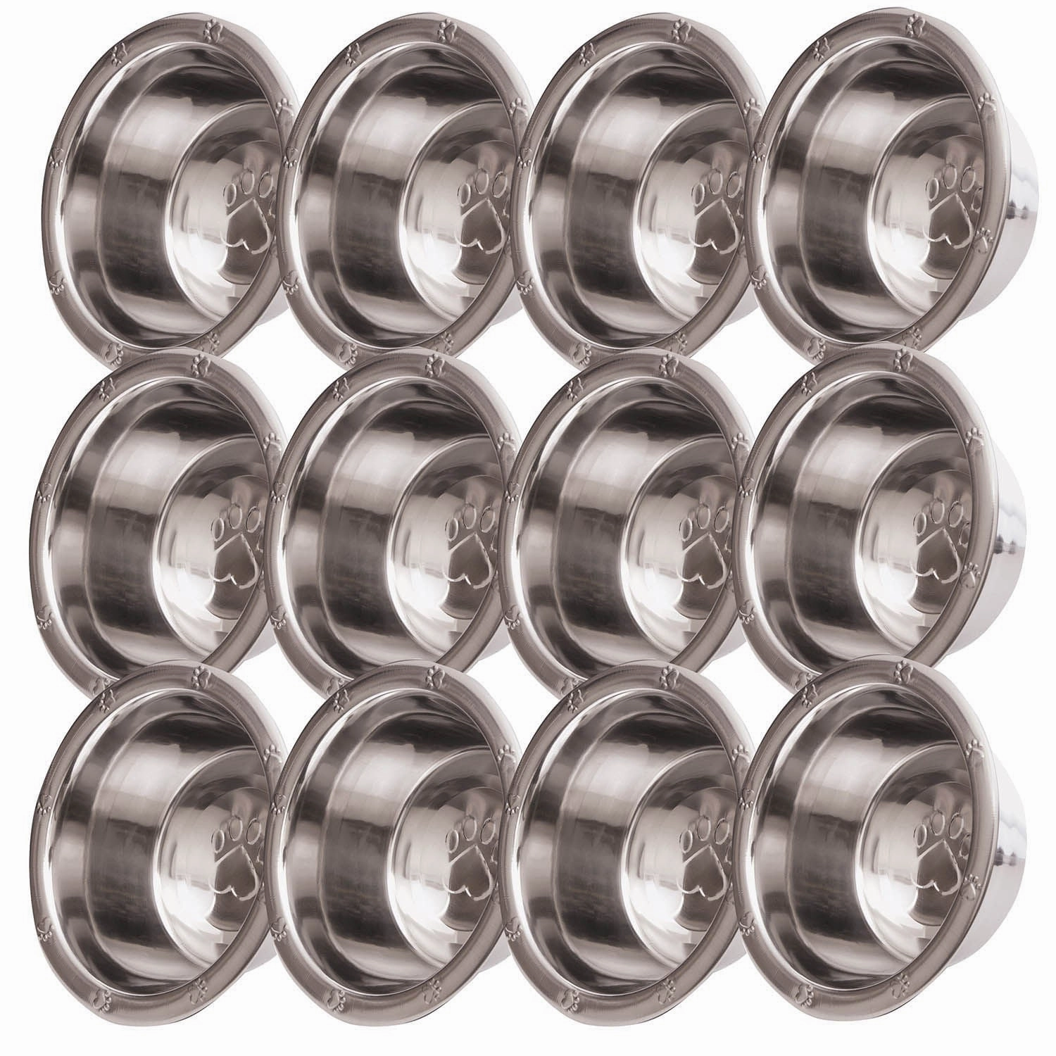 Jeffers Stainless Steel Embossed Wide-Lip Food & Water Pet Bowls