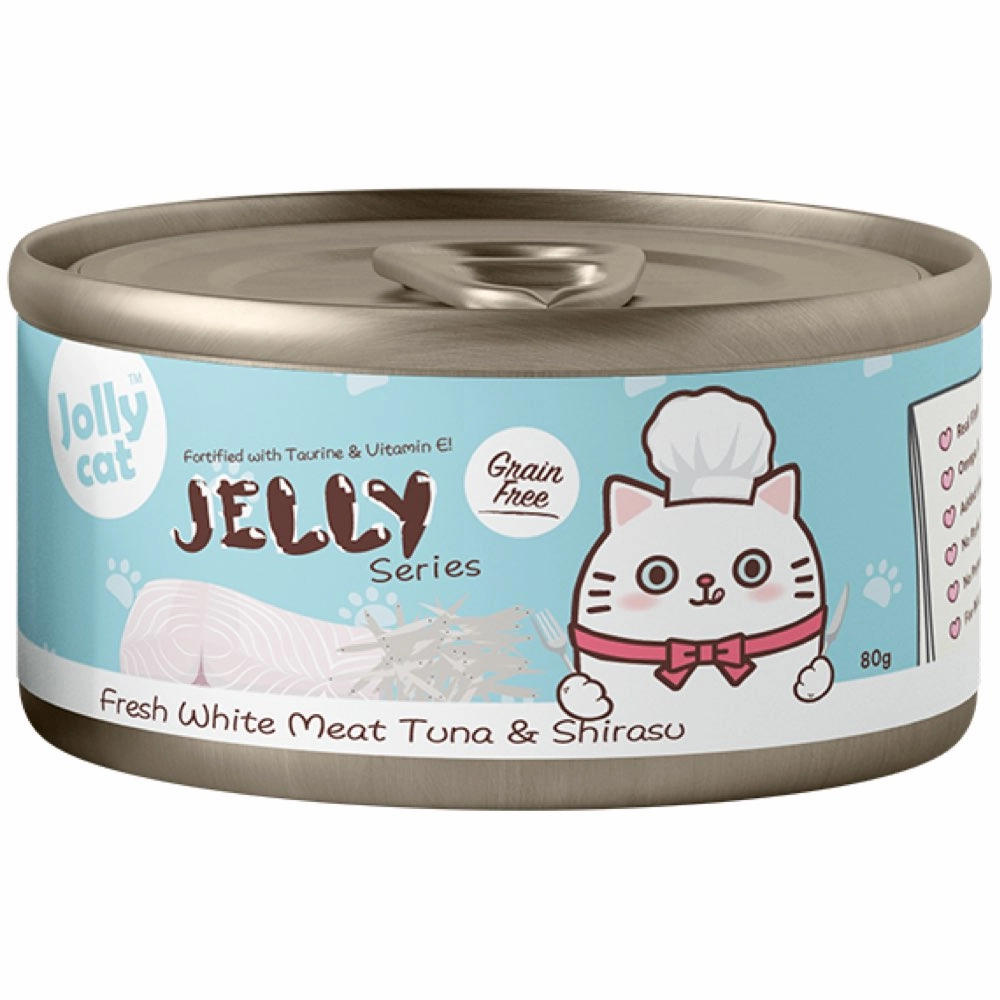 Jollycat Fresh White Meat Tuna & Shirasu In Jelly Grain-Free Canned Cat Food 80g