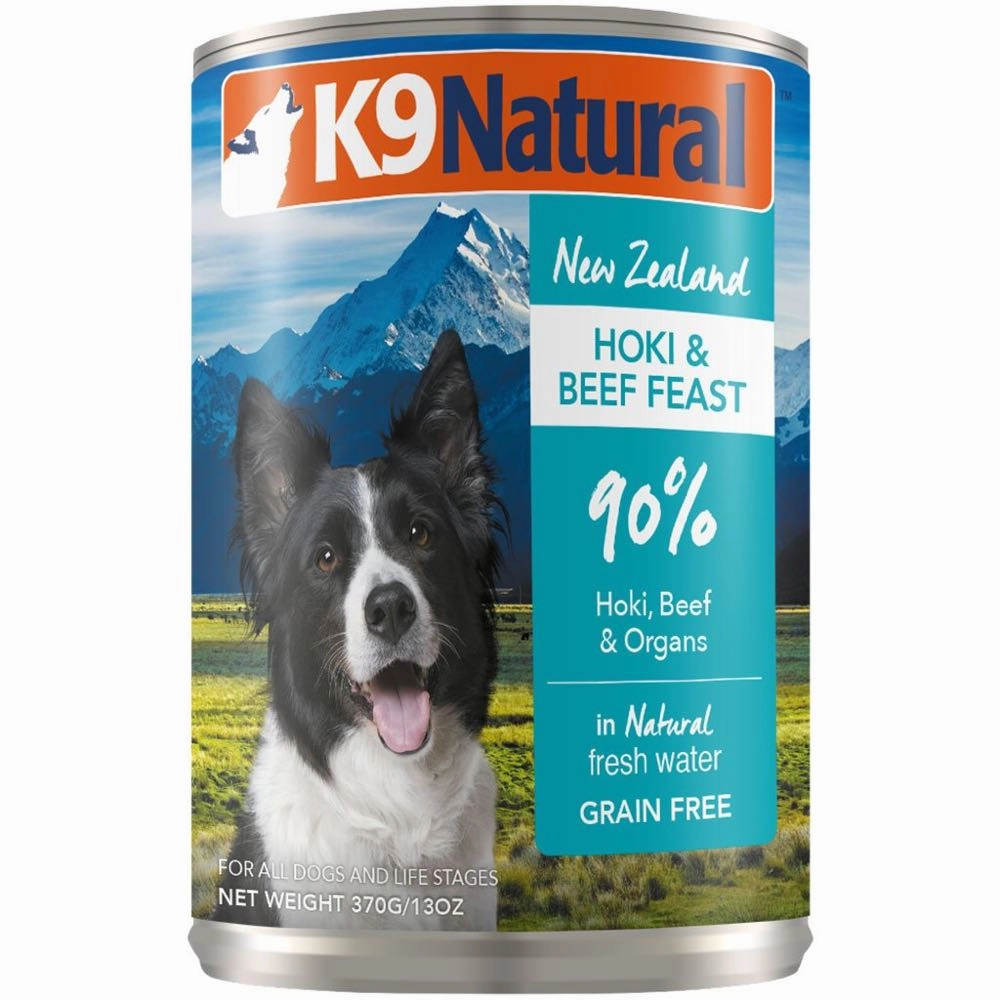 K9 Natural Hoki & Beef Feast Grain-Free Canned Dog Food 370g