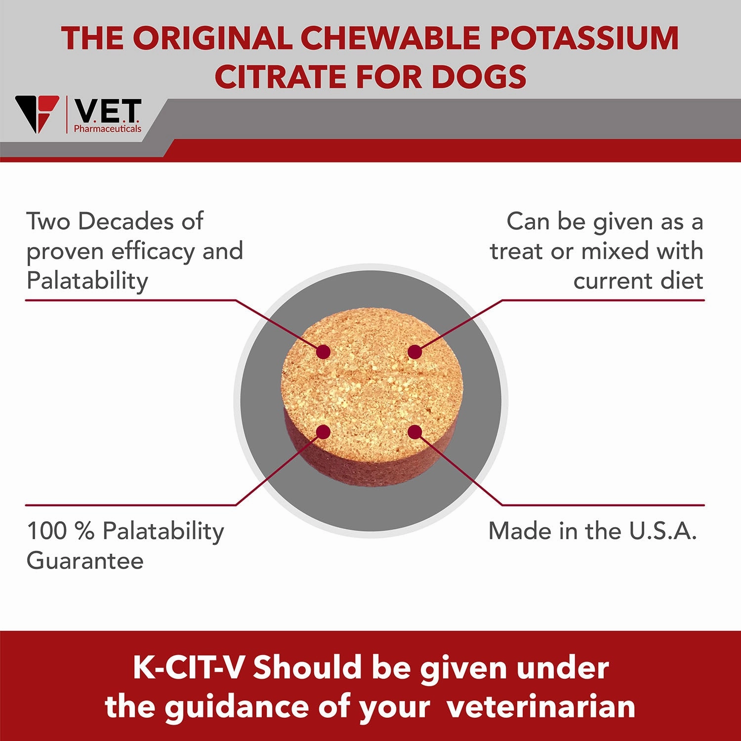K-CIT-V Potassium Citrate, 100 Chewable Tablets