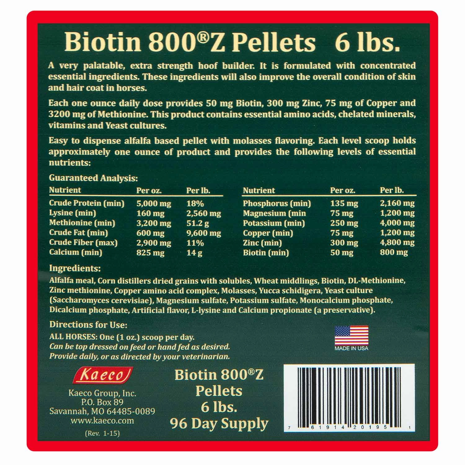 Kaeco Biotin 800 Z Pellets Equine Supplement