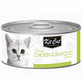Kit Cat Deboned Chicken & Seafood Toppers Grain-Free Canned Cat Food 80g