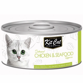 Kit Cat Deboned Chicken & Seafood Toppers Grain-Free Canned Cat Food 80g