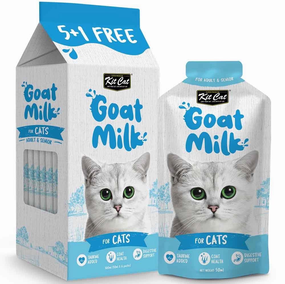 Kit Cat Lactose-Free Goat Milk Pouches for Cats (50ml x 6)