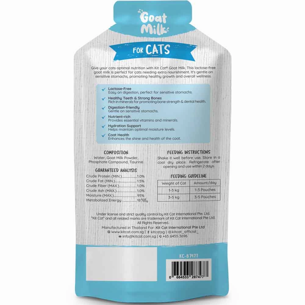 Kit Cat Lactose-Free Goat Milk Pouches for Cats (50ml x 6)