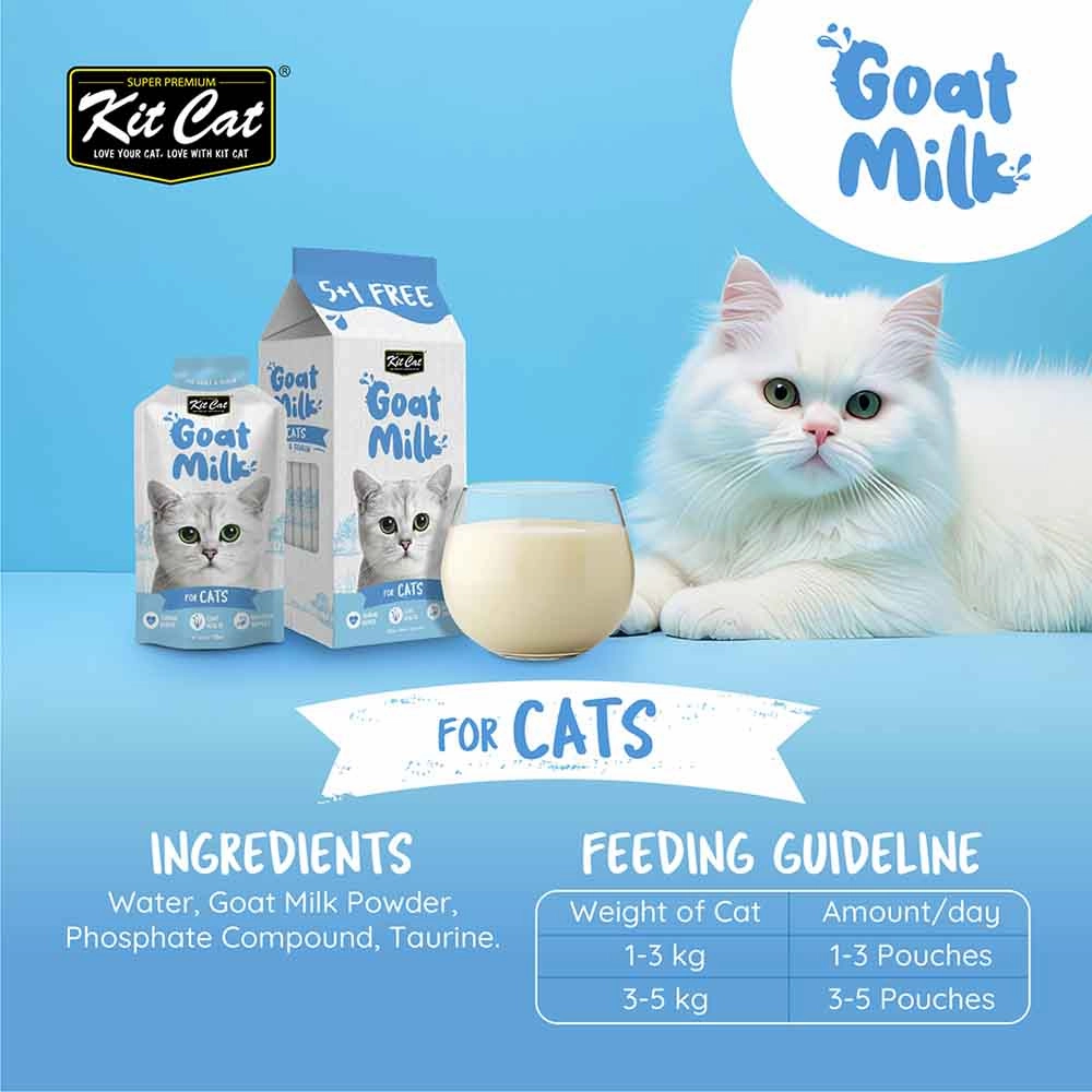 Kit Cat Lactose-Free Goat Milk Pouches for Cats (50ml x 6)