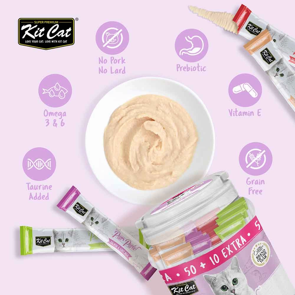 Kit Cat Purr Puree Salmon Mix Assorted Grain-Free Liquid Cat Treats 60 Sticks