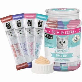 Kit Cat Purr Puree Tuna Mix Assorted Grain-Free Liquid Cat Treats 60 Sticks