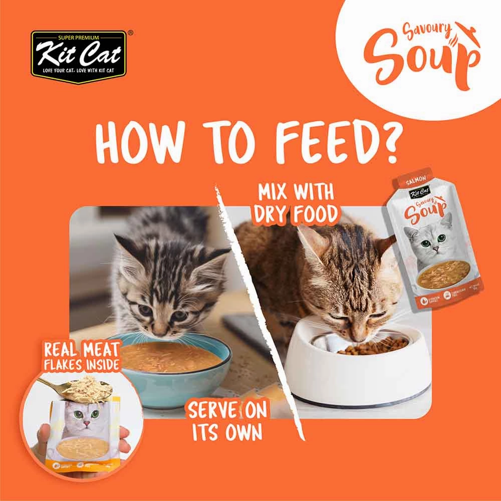 Kit Cat Savoury Soup Chicken Wet Pouch Cat Food (50g x 6)