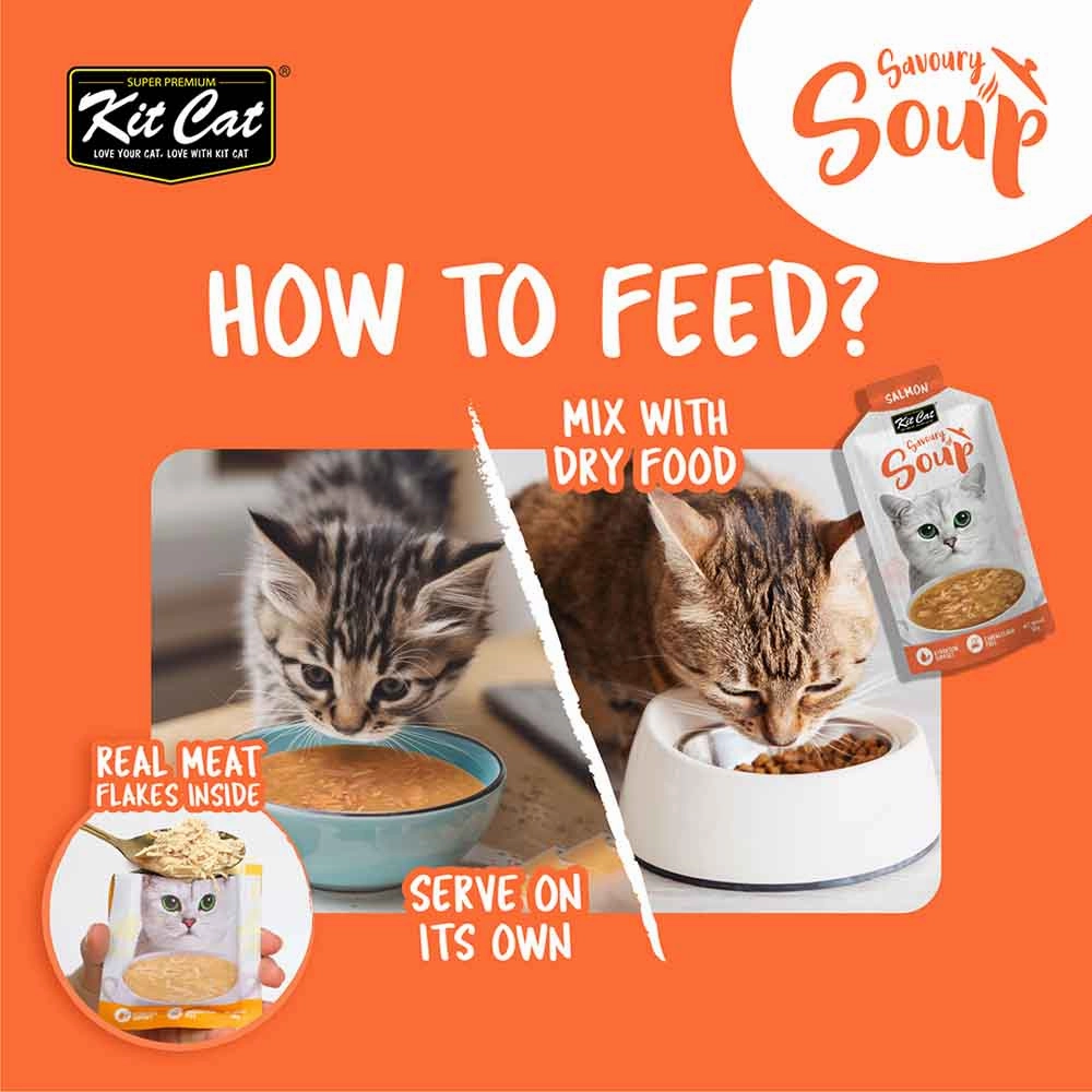 Kit Cat Savoury Soup Seafood Wet Pouch Cat Food (50g x 6)