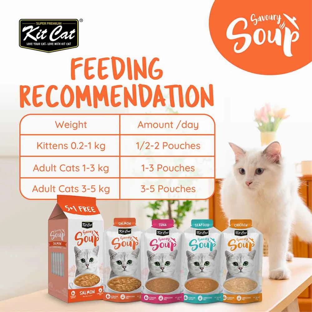 Kit Cat Savoury Soup Seafood Wet Pouch Cat Food (50g x 6)