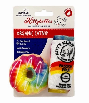 Kittybelles Plush Cat Toy Pride Donut and Kitty Klaw Passion Fruit 2 pk
