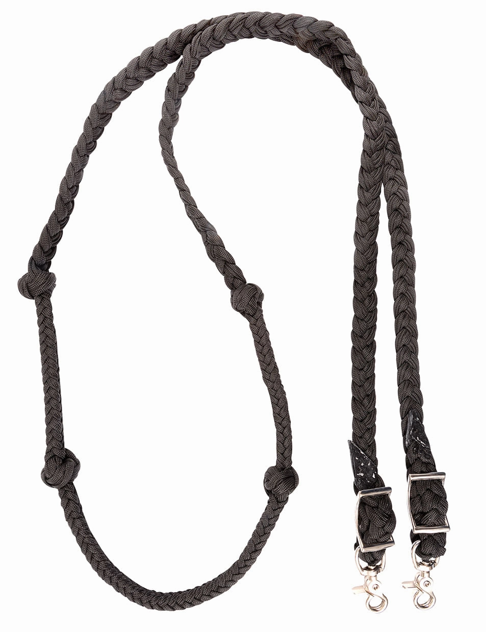 Martin Saddlery Braided Nylon Barrel Rein with Knots 1-inch Thick Buckle Snap Ends, Black