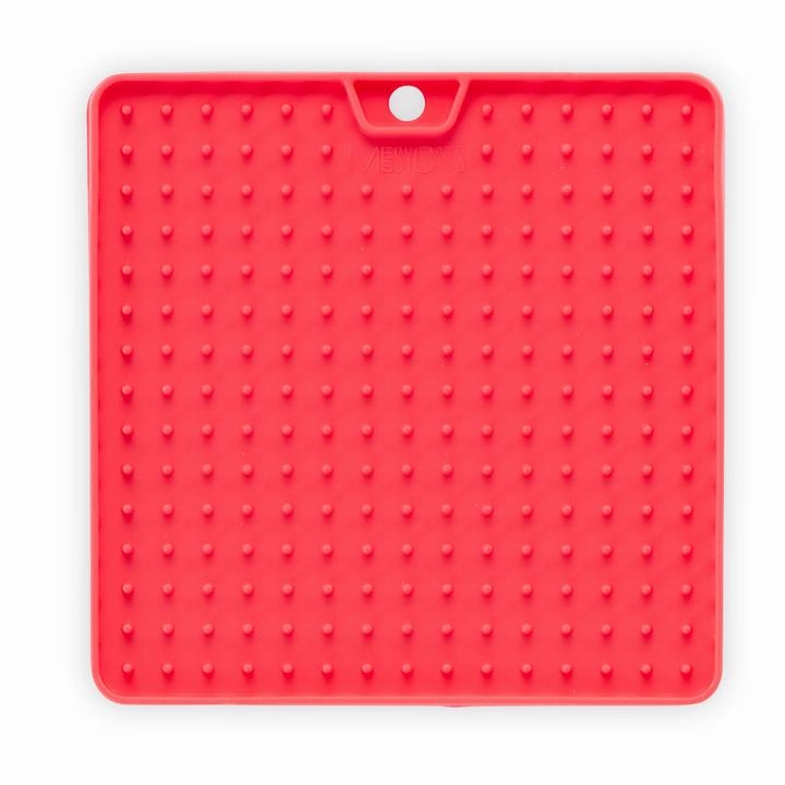 Messy Cats Silicone Reversible Interactive Feeding and Licking Mat, 5.5" x 5.5" - Watermelon