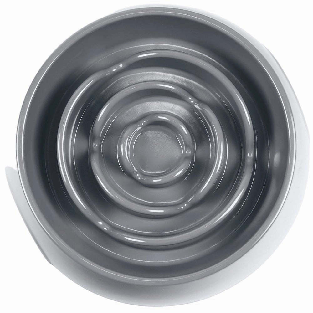 Messy Mutts & Cats Interactive Slow Feeder Bowl For Cats & Dogs (Cool Grey)