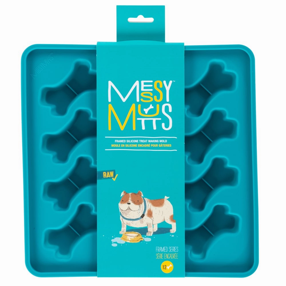 Messy Mutts Framed Silicone Dog Treat Making Mold (12 Bones, Blue)
