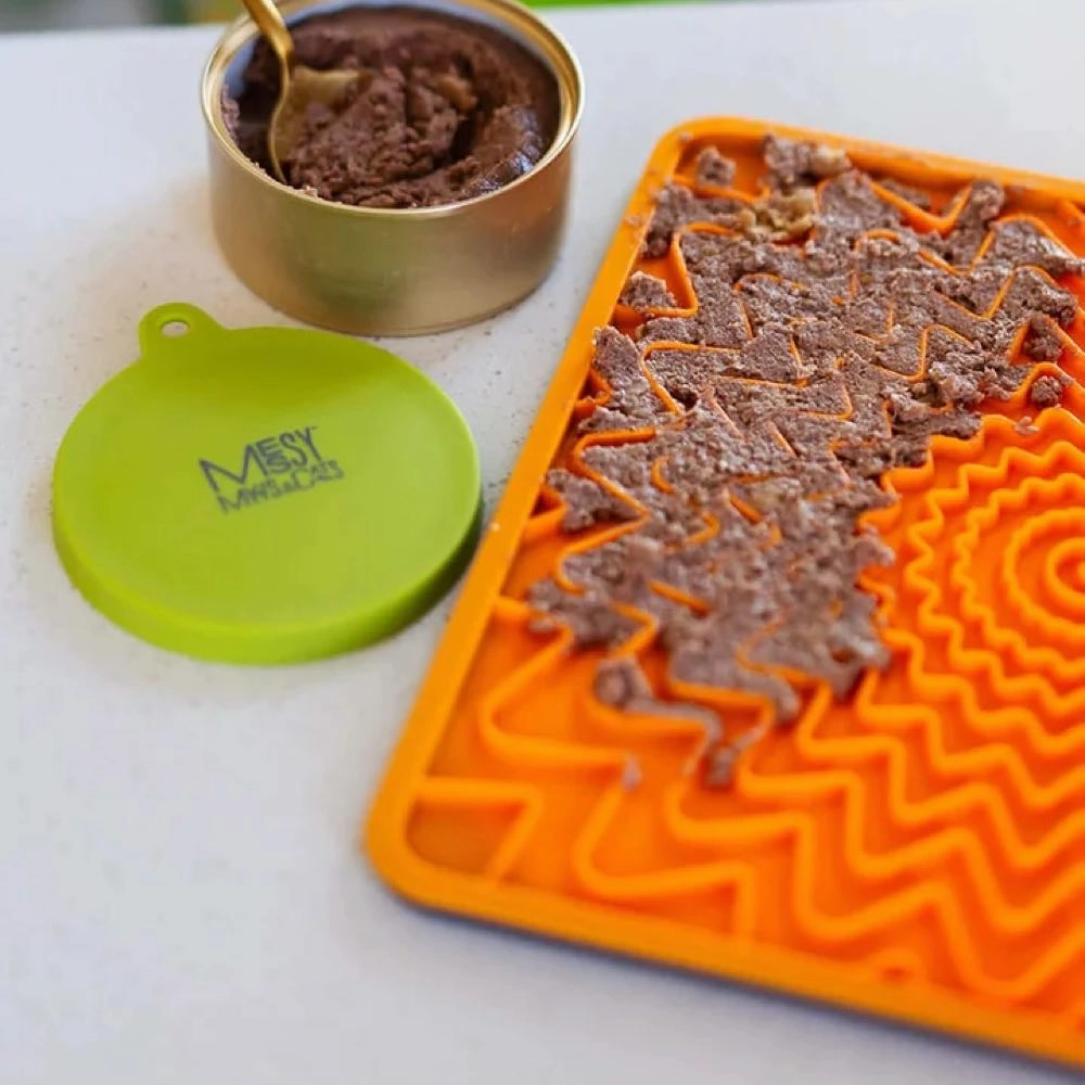 Messy Mutts Framed Silicone Interactive Dog Licking Mat (Orange)