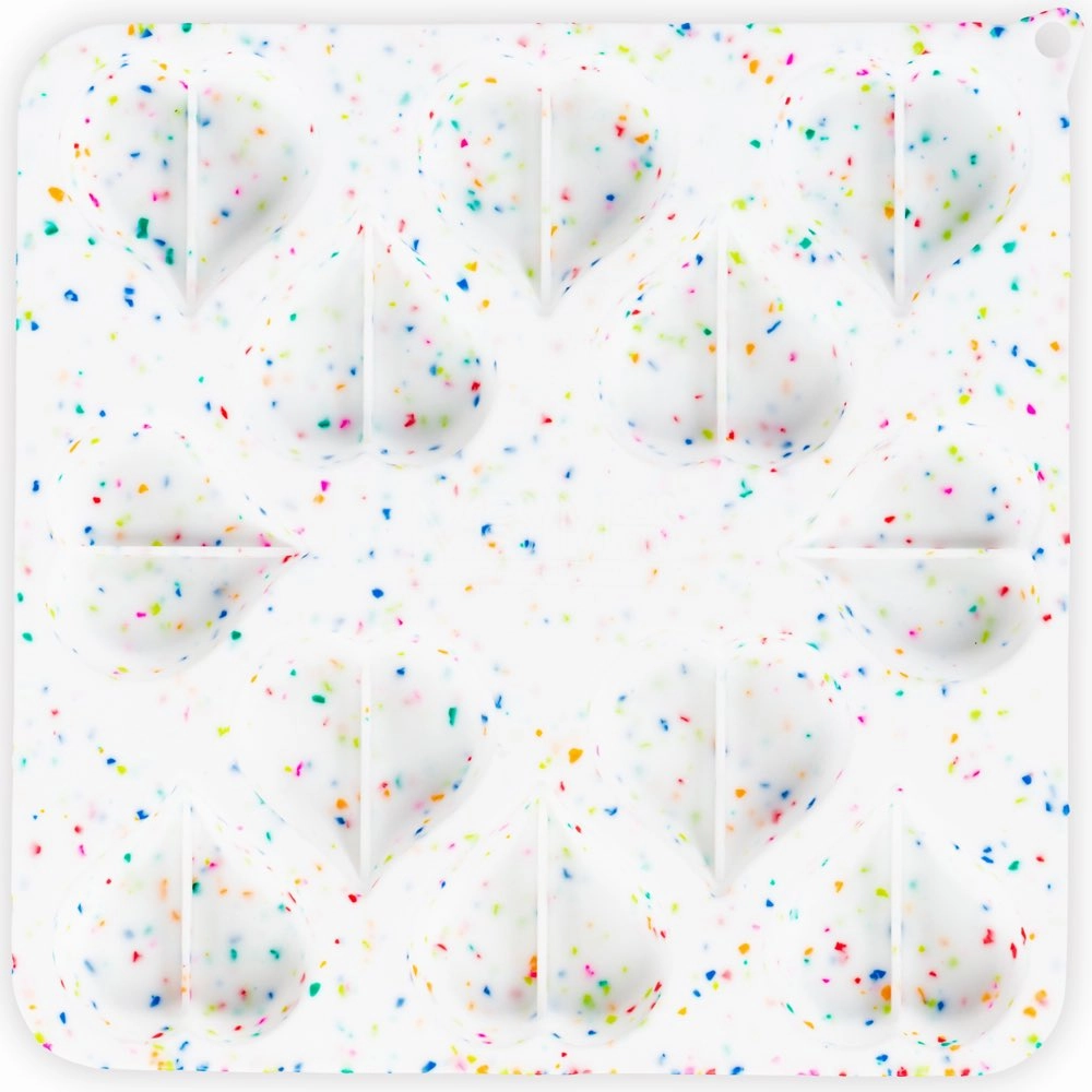 Messy Mutts Silicone Bake & Freeze Dog Treat Maker (12 Hearts, Confetti)