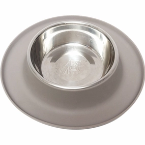 Messy Mutts Single Silicone Feeder with Stainless Bowl - Large 6 Cup Bowl - Grey