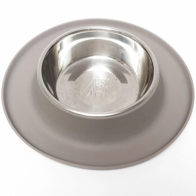 Messy Mutts Single Silicone Feeder With Stainless Steel Dog Bowl (Grey)