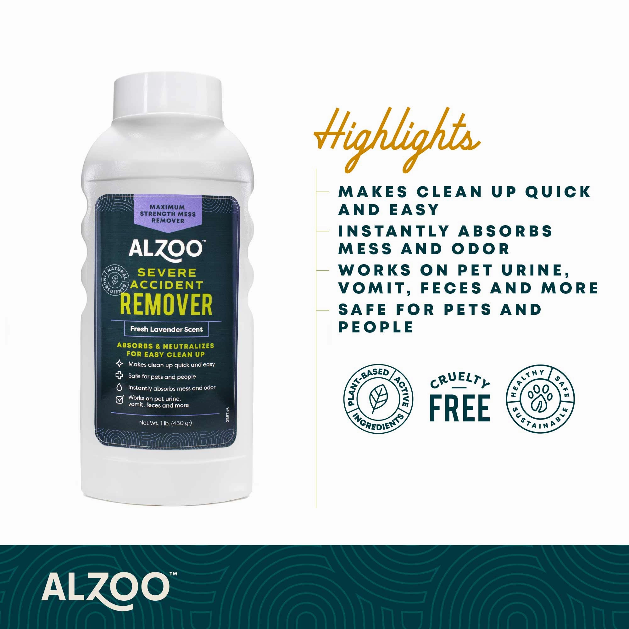 Mineral-Based Severe Pet Accident Remover & Absorbent Deodorizer, Lavender Scented, 15.2 oz