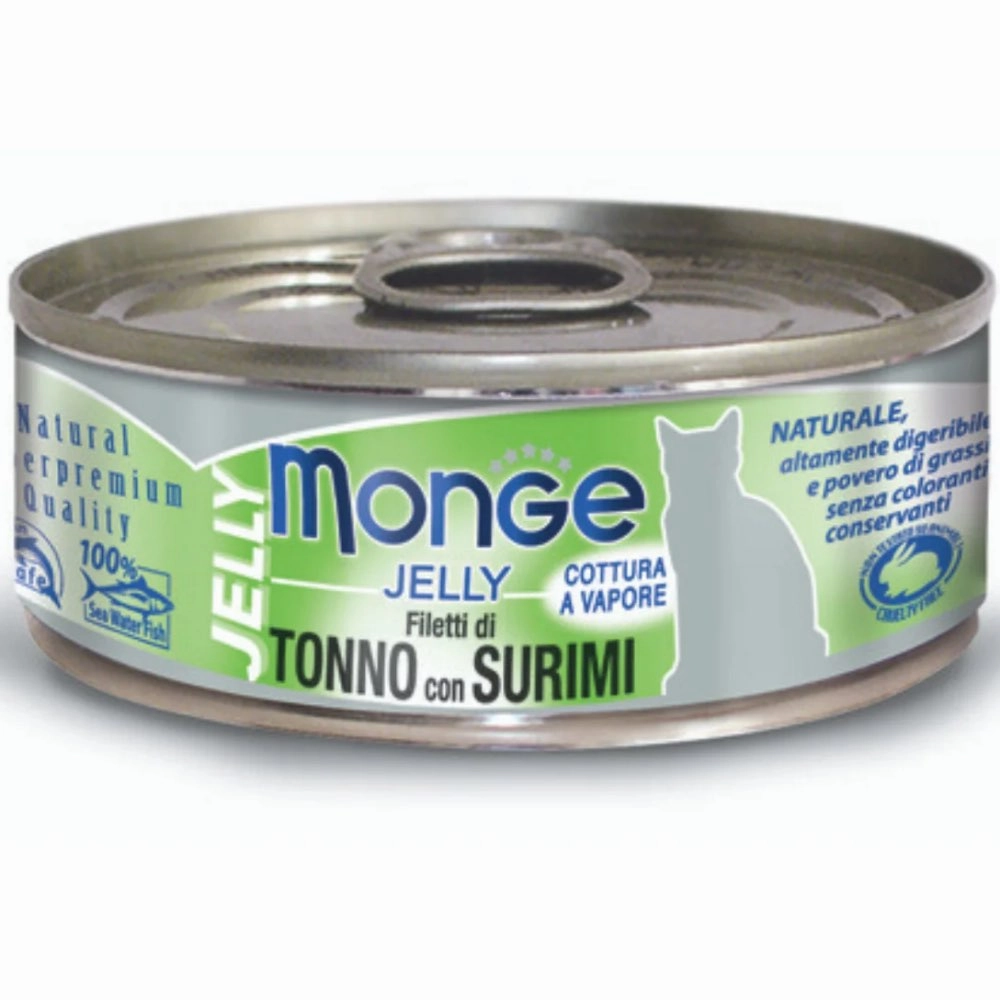 Monge Yellowfin Tuna with Surimi in Jelly Canned Cat Food 80g