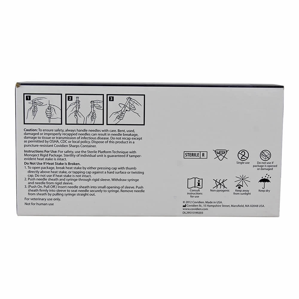 Monoject Luer-Slip (LS) Syringe with Needle Combo