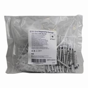 Monoject Oral Dispensing Syringe - Clear with Tip Cap, 100 ct