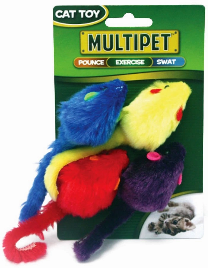 Multi-Colored 2" Mice Cat Toy, 4 pk