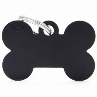 My Family USA Pet Tag - Basic Aluminum - Bone Black - Large