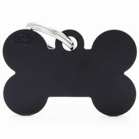 My Family USA Pet Tag - Basic Aluminum - Bone Black - Large