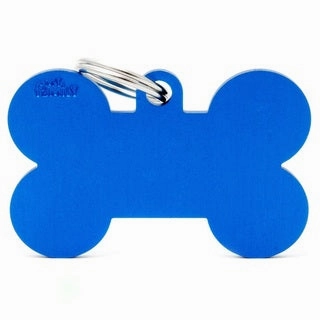 My Family USA Pet Tag - Basic Aluminum - Bone Blue - XL