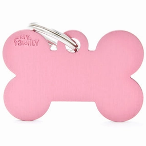My Family USA Pet Tag - Basic Aluminum - Bone Pink - Large