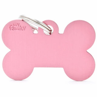 My Family USA Pet Tag - Basic Aluminum - Bone Pink - Large