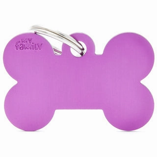 My Family USA Pet Tag - Basic Aluminum - Bone Purple - Large