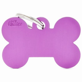 My Family USA Pet Tag - Basic Aluminum - Bone Purple - Large