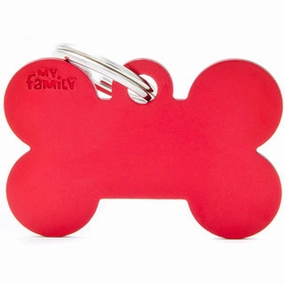 My Family USA Pet Tag - Basic Aluminum - Bone Red - Large