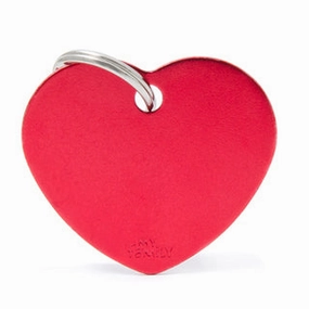 My Family USA Pet Tag - Basic Aluminum - Heart Red - Large