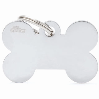 My Family USA Pet Tag - Basic Chrome - Bone Chromed Brass - Large