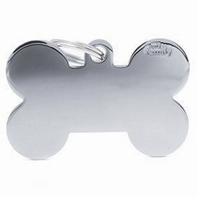 My Family USA Pet Tag - Basic Chrome - Bone Chromed Brass - XL