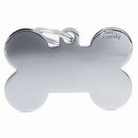 My Family USA Pet Tag - Basic Chrome - Bone Chromed Brass - XL