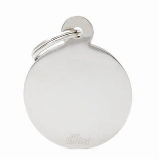 My Family USA Pet Tag - Basic Chrome - Circle Chromed Brass - Large