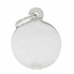 My Family USA Pet Tag - Basic Chrome - Circle Chromed Brass - Large